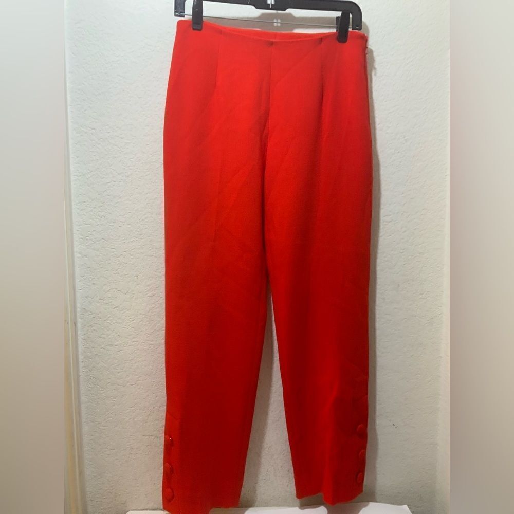 Lela Rose Cropped Pants Bright Red Size 2 virgin Wool Made In USA